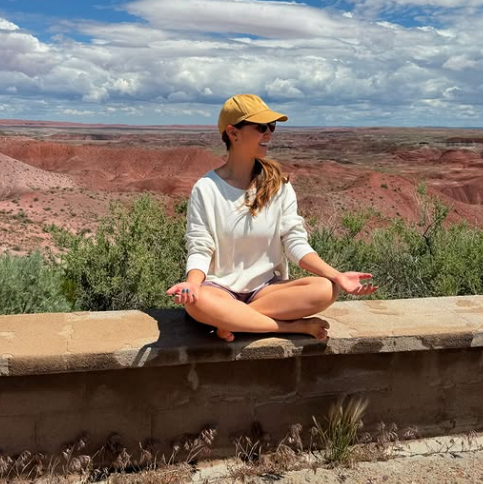 Nagisa exploring the Painted Desert, wearing a yellow hat