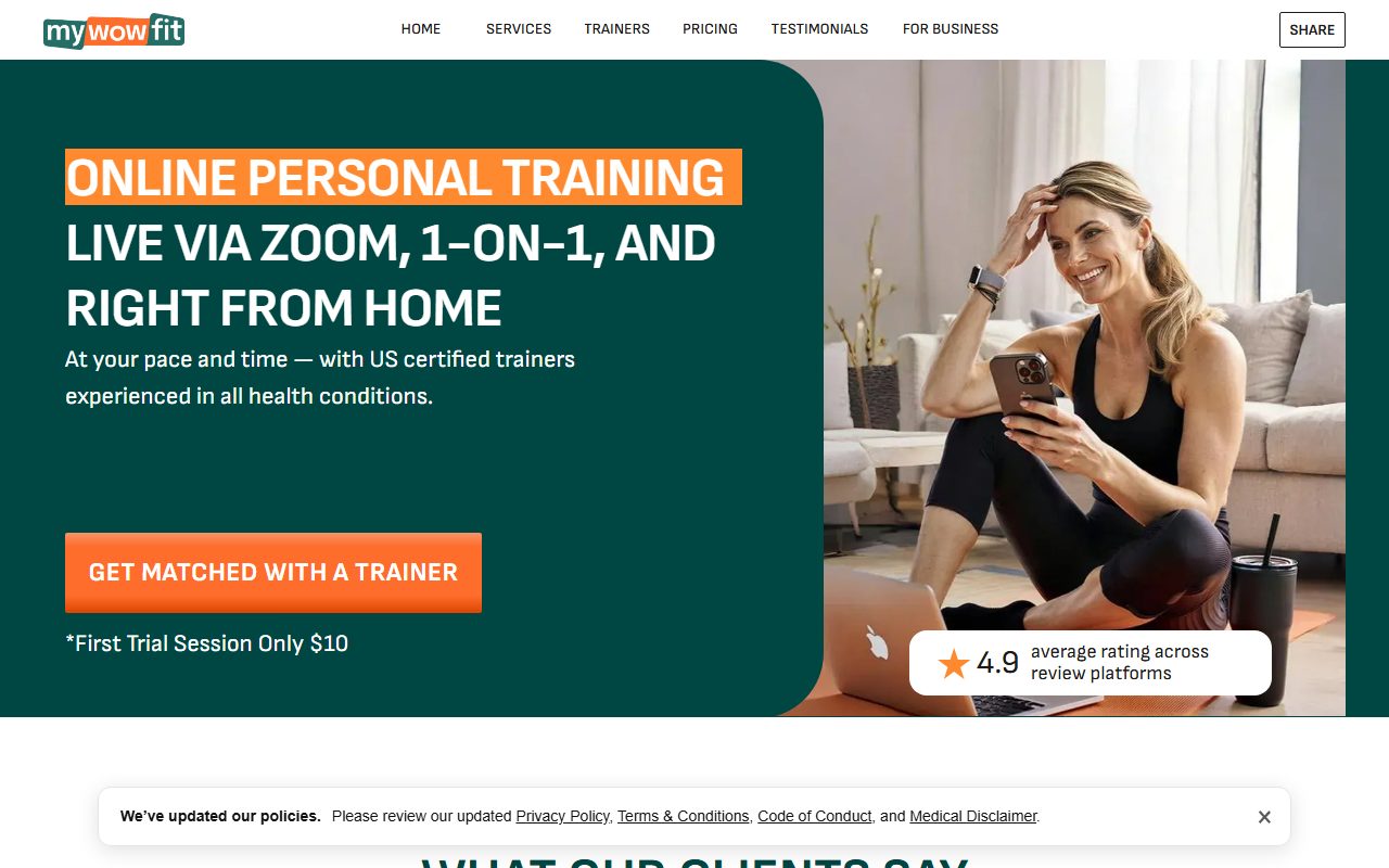 Mywowfit home page