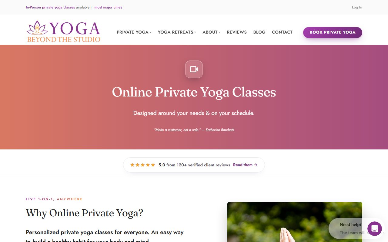 Yoga Beyond The Studio online private yoga page